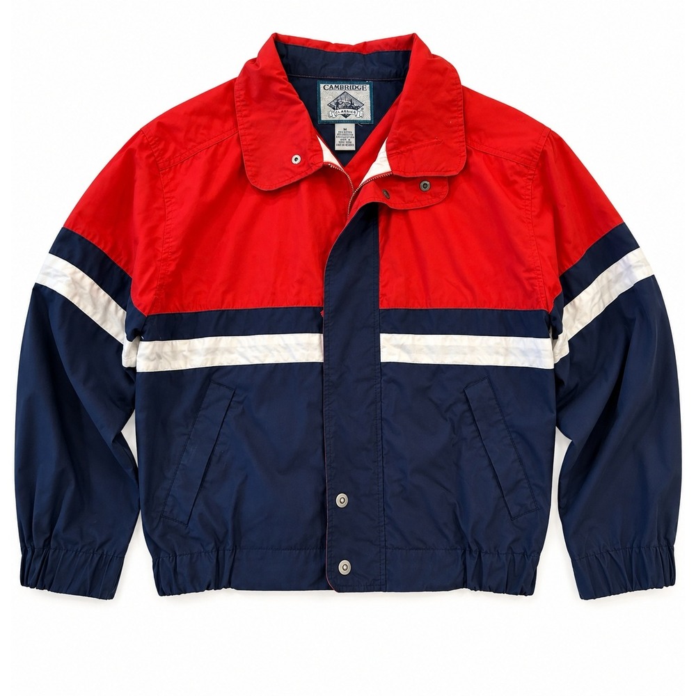 Vintage Cambridge Classics Windbreaker M Red Navy Colorblock 80s 90s Jacket
